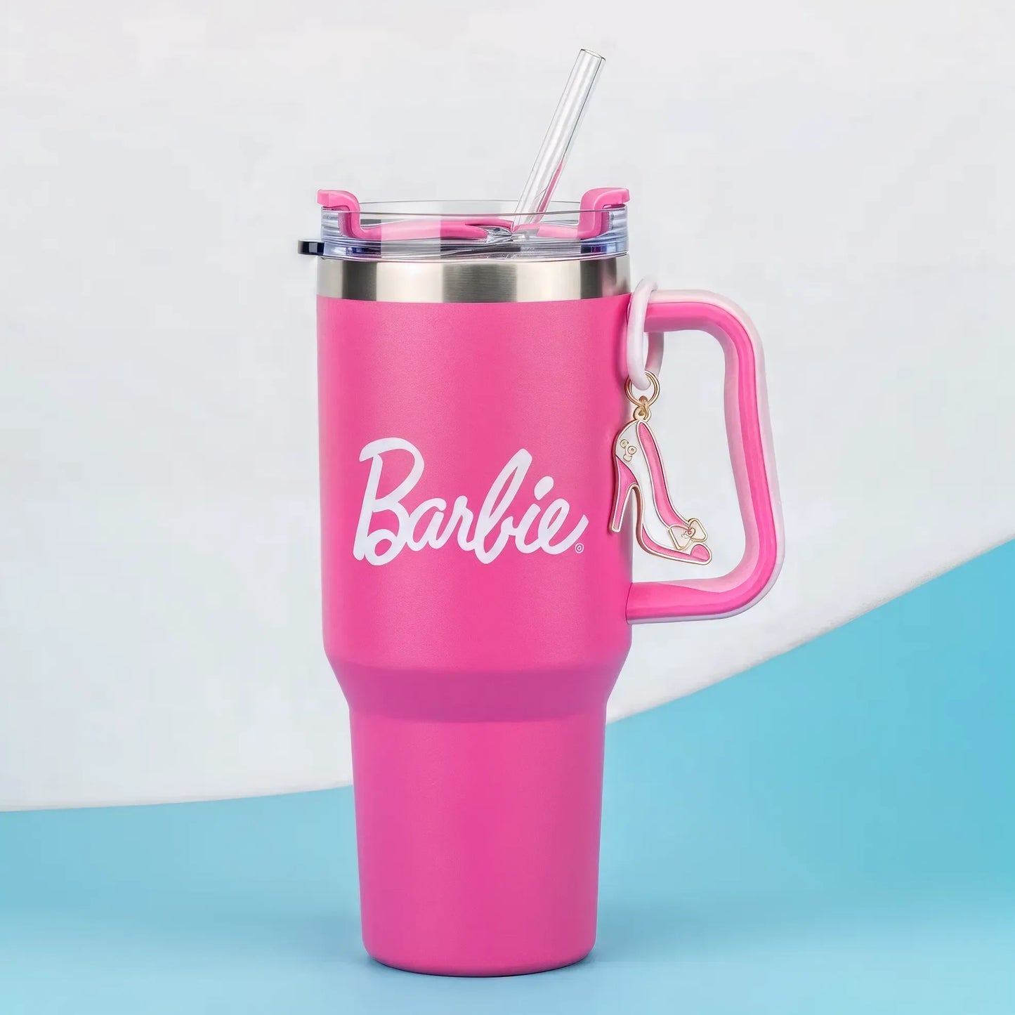 👠Copo Térmico Barbie Rosa Glamour 1,15 L + Pingente Brinde