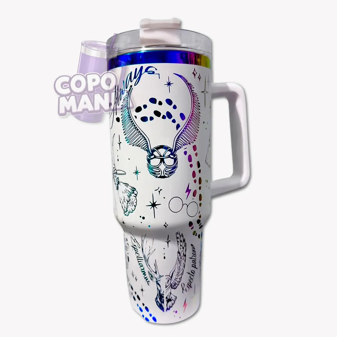 Copo Térmico 1L Harry Potter Oficial Branco + Brinde