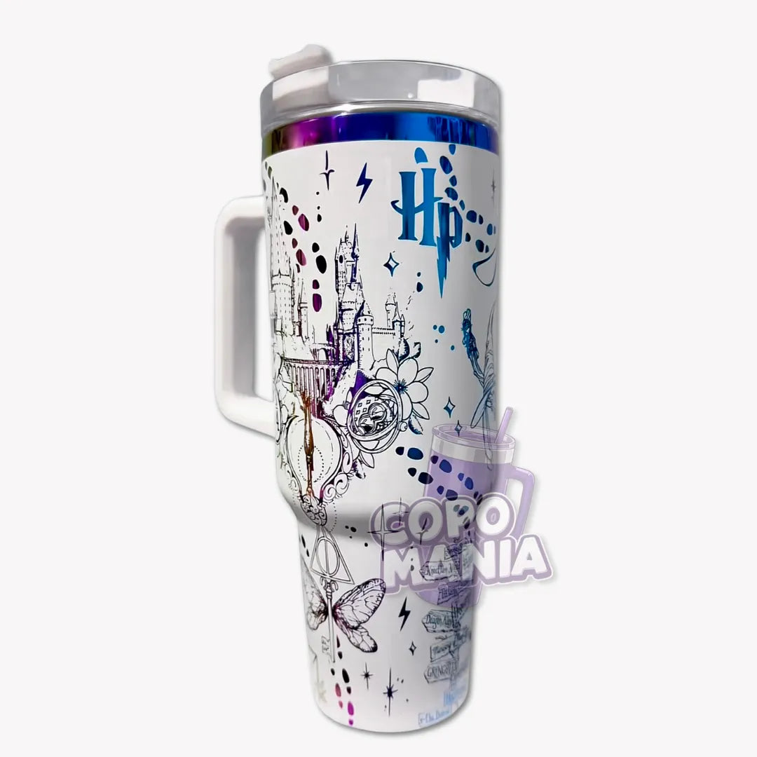 Copo Térmico 1L Harry Potter Oficial Branco + Brinde