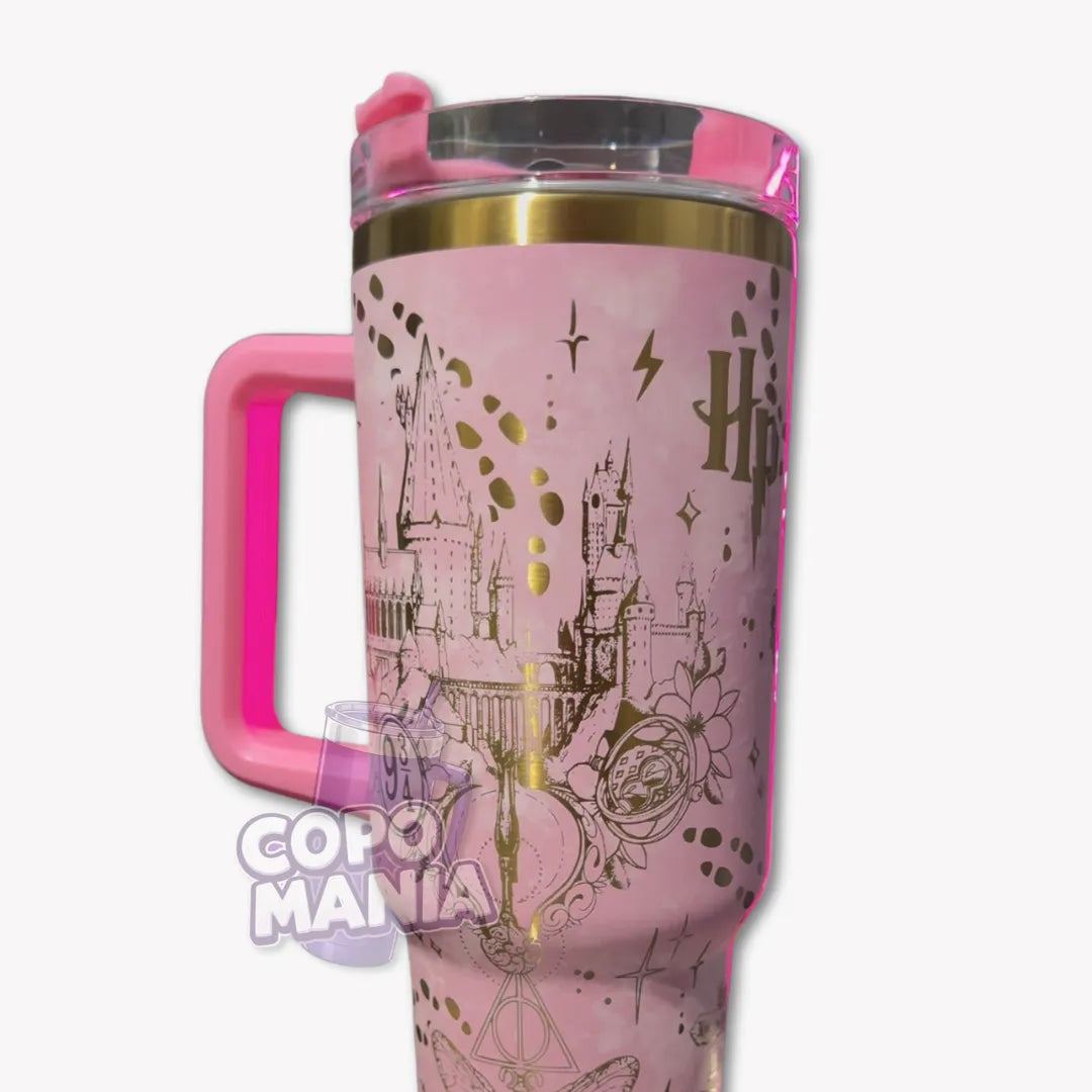 Copo Térmico 1L Harry Potter Oficial Rosa + Brinde