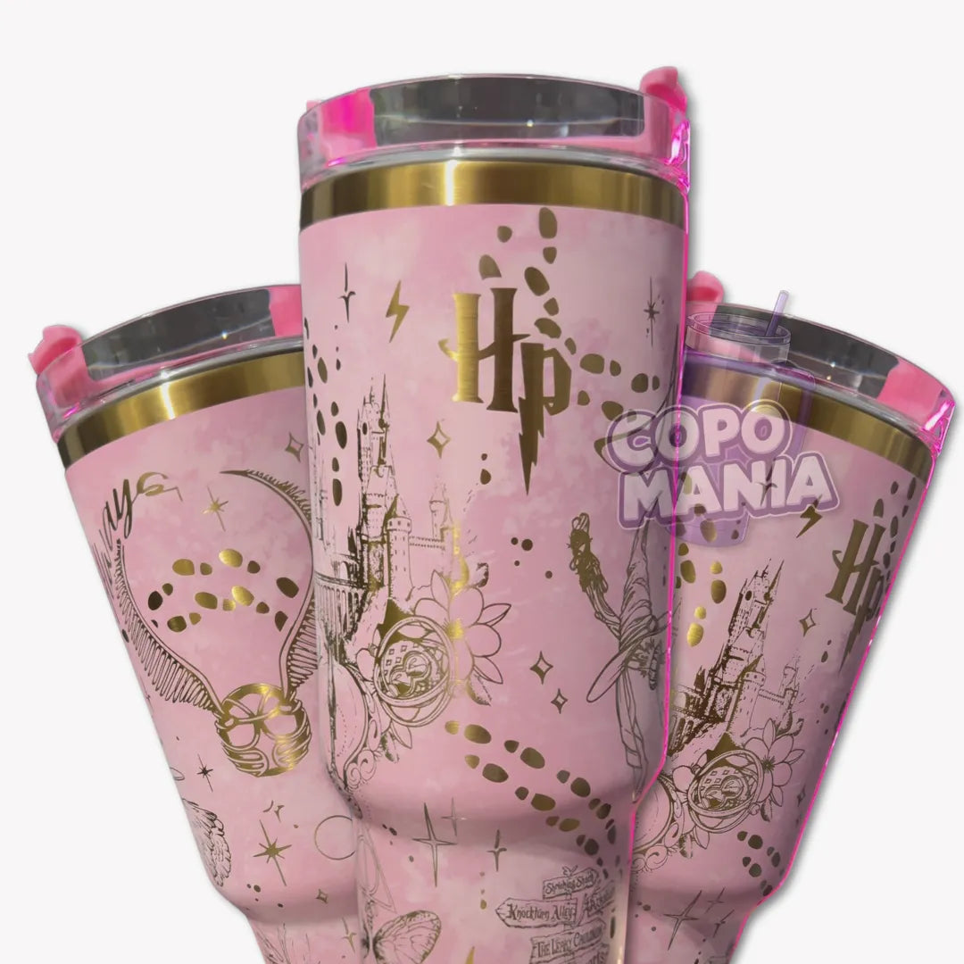 Copo Térmico 1L Harry Potter Oficial Rosa + Brinde