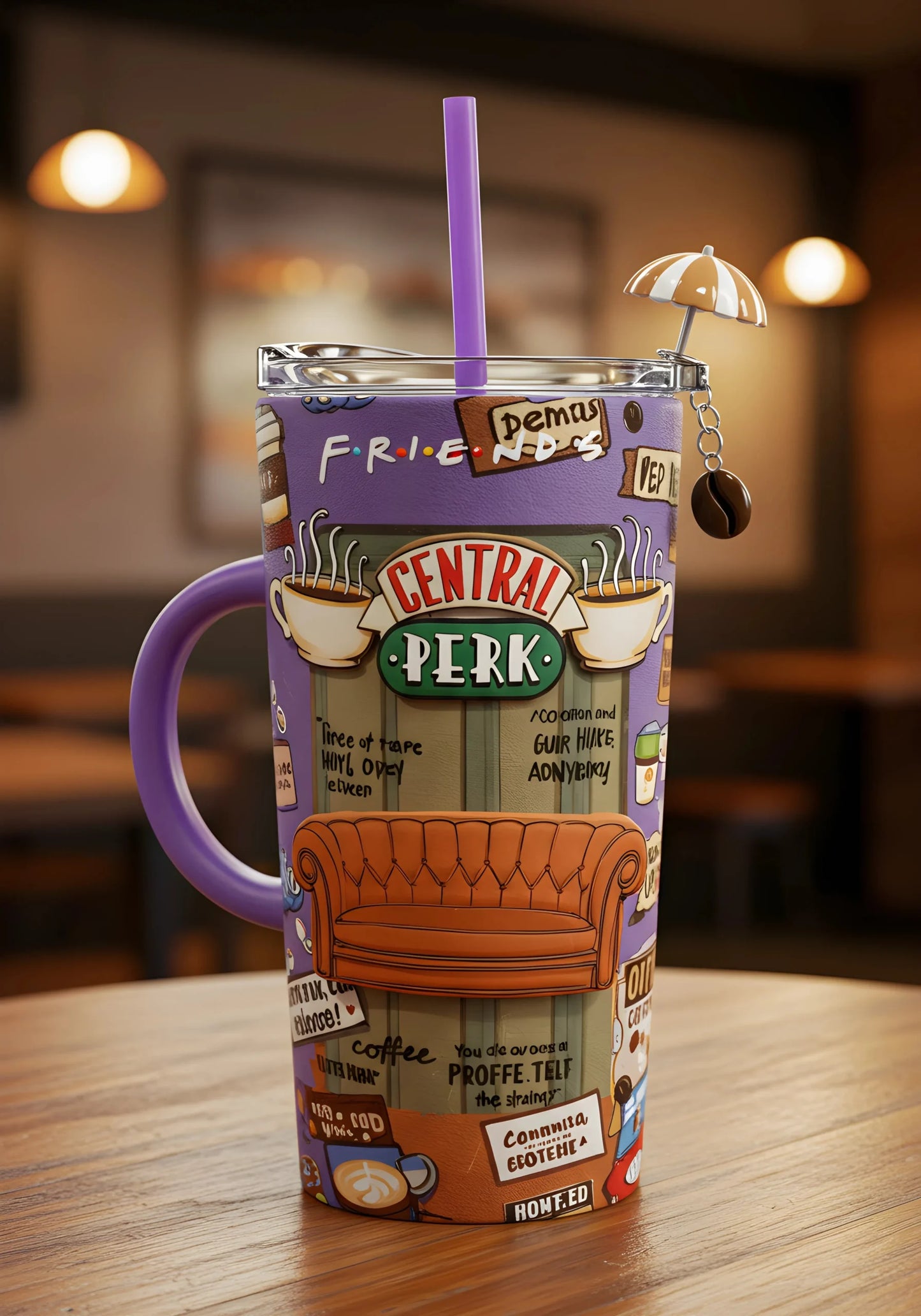 Copo Térmico + Pingente Friends Central Perk 1,15L